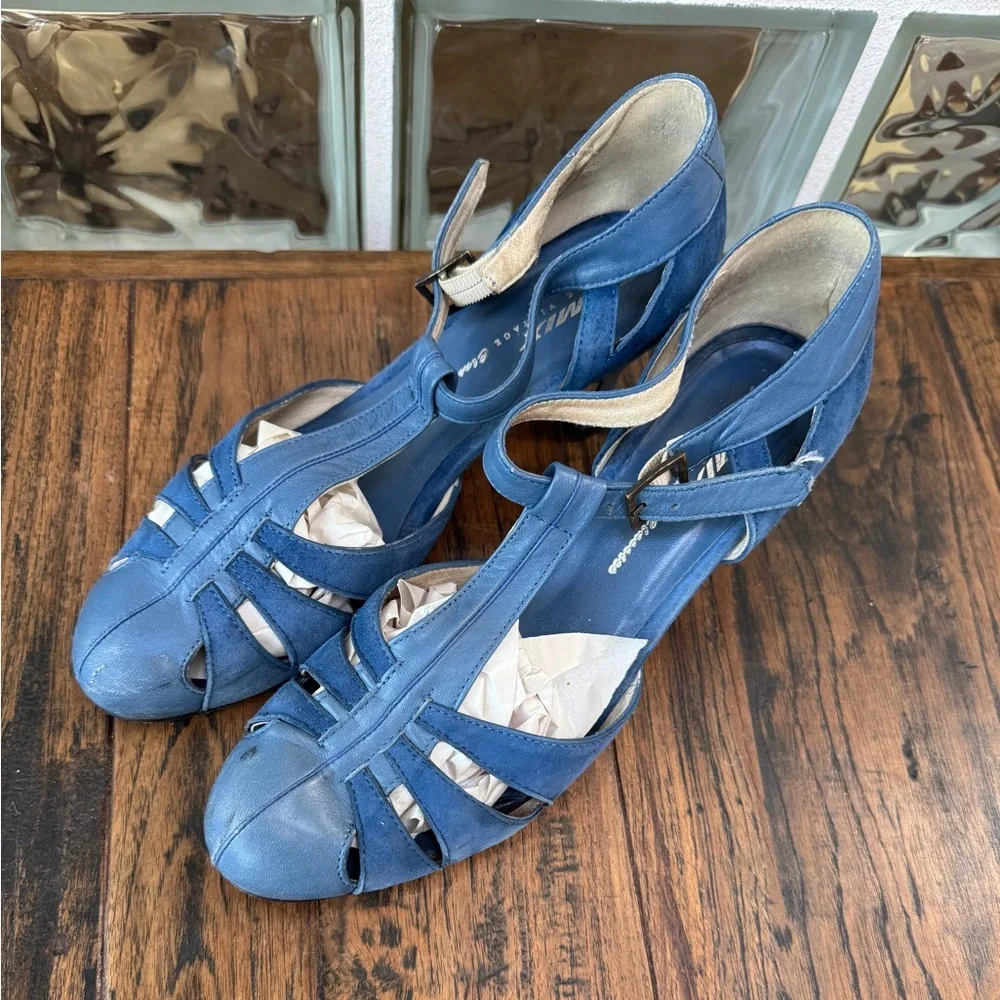 Remix Balboa Blue Retro 1930s Vintage Swing Dance Heels Sandals Pumps 7.5 - Picture 7 of 8